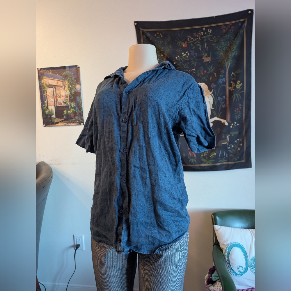 Calvin Klein‎ Men's Blue Casual Button Down Short Sleeve Shirt Size Small